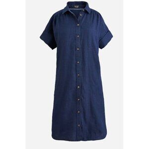 J.Crew Women's 100% Linen Baird McNutt Irish Linen Navy Shirtdress Size Small